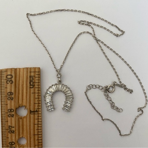 925 Silver horseshoe necklace cz 18k yellow gold plated - Picture 2 of 2